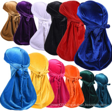 UNIQ Designer Headbands and Bonnets Velvet Durags for Men Stretch Headwraps Crushed Waves Doo Rag